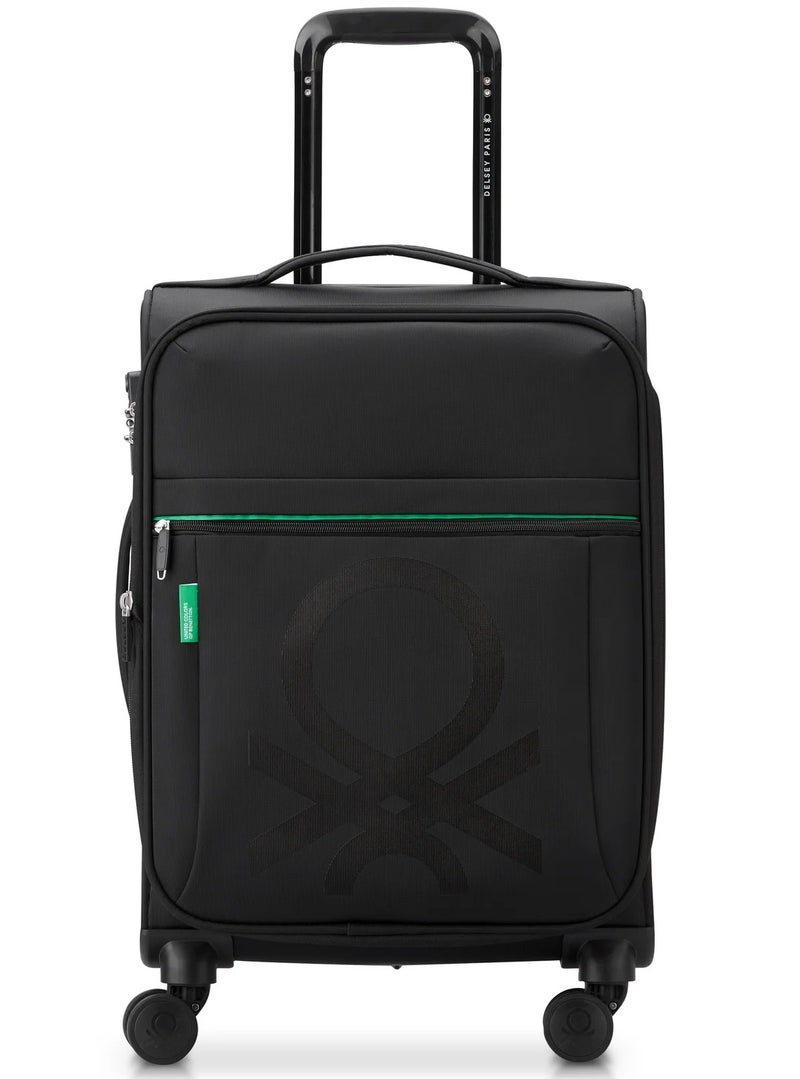 UNITED COLORS OF BENETTON Color Block 55 Cm 4 Double Wheeled Softside Expandable Check-In Luggage Trolley Case - Black - Image 1